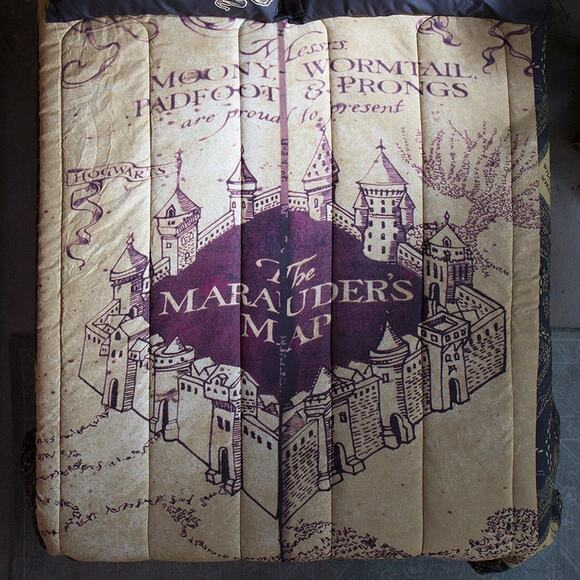 Harry Potter Hogwarts The Marauders Map Guide Full size Comforter beadspread - Picture 2 of 6